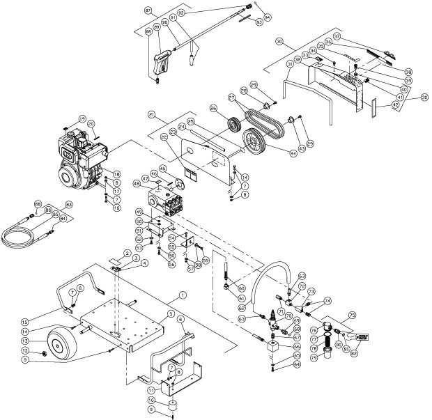 MITM CW-3004-3MDY pressure washer parts and manual